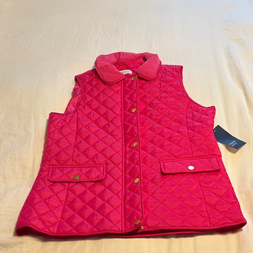 Vibrant Pink Quilted Vest Size Medium